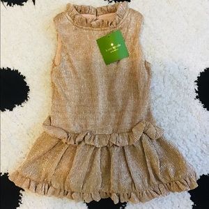 12 month Kate Spade girls ruffled metallic Crepe dress.